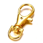 Karabiner med drejeled til nøgleringe m.m.. Forgyldt. 36 mm